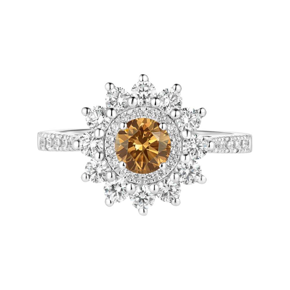 Ring White gold Cognac Diamond and diamonds Lefkos 4 mm Pavée 2