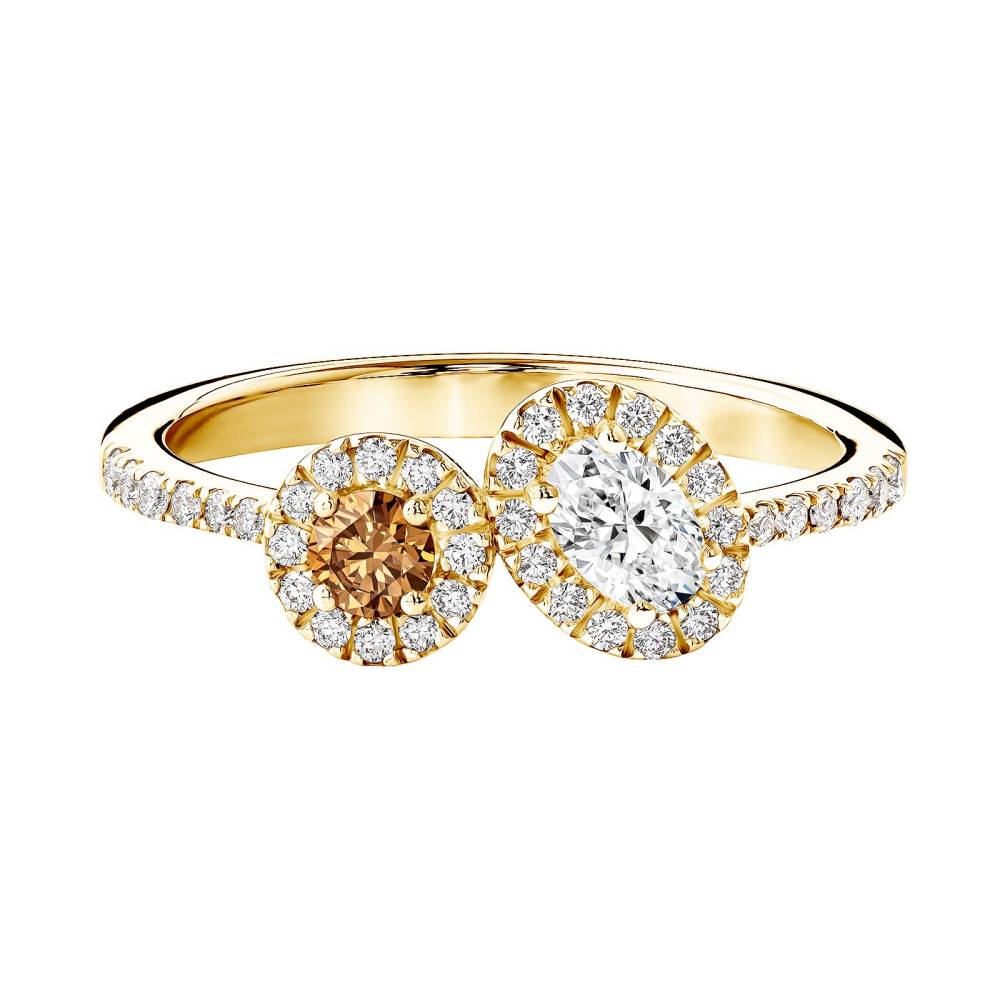 Bague Or jaune Diamant Cognac et diamants AlterEgo Ovale 2