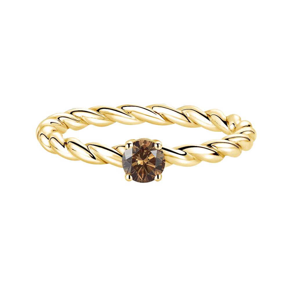 Ring Yellow gold Chocolate Diamond and diamonds Capucine 4 mm 2