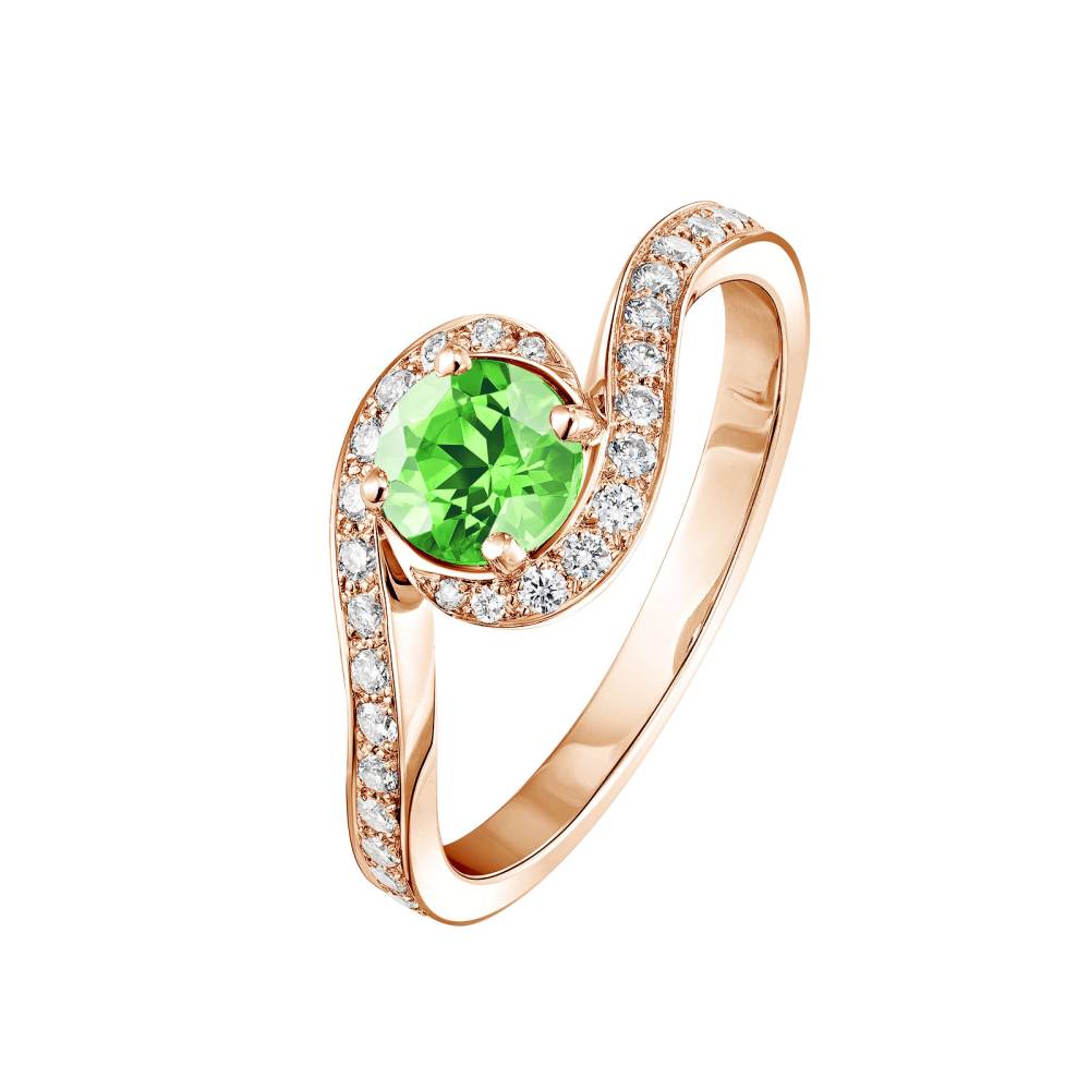 Ring Roségold Tsavorit und diamanten Amelia 2