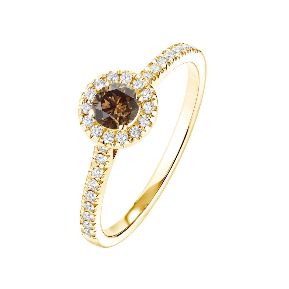 Bague Or jaune Diamant Chocolat et diamants Rétromantique S Pavée 2