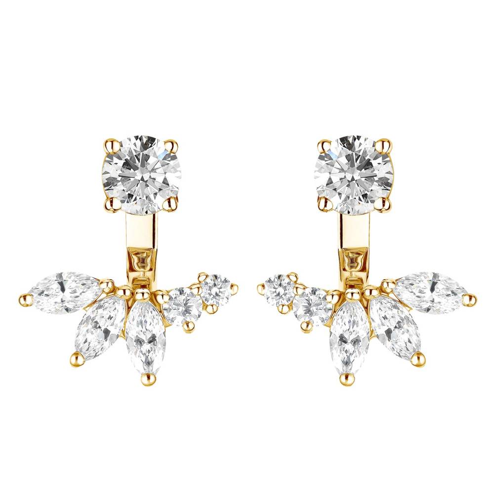 Boucles d'oreilles Or jaune Diamant EverBloom Symétriques 2