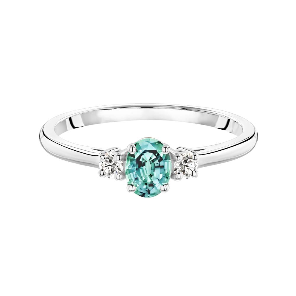 Bague Platine Tourmaline Mint et diamants Baby Lady Duo Ovale 2