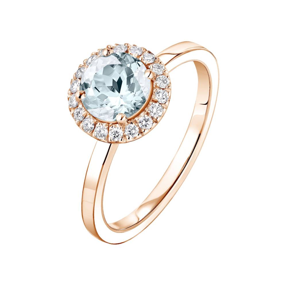 Ring Roségold Aquamarin und diamanten Rétromantique L 2