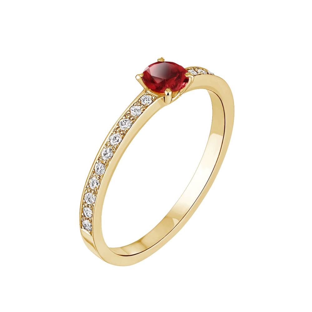 Ring Yellow gold Garnet and diamonds Milady 2