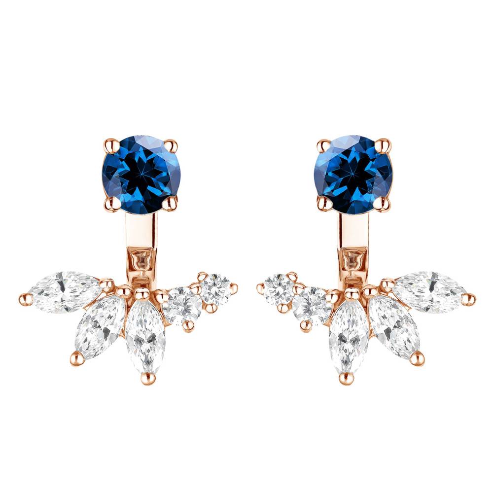 Earrings Rose gold Sapphire and diamonds EverBloom Symétriques 2