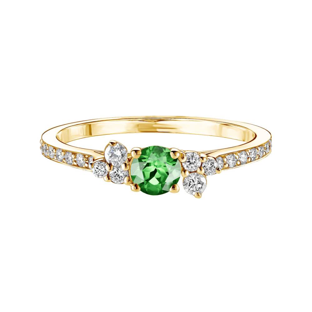 Ring Gelbgold Tsavorit und diamanten Baby EverBloom Pavée 2