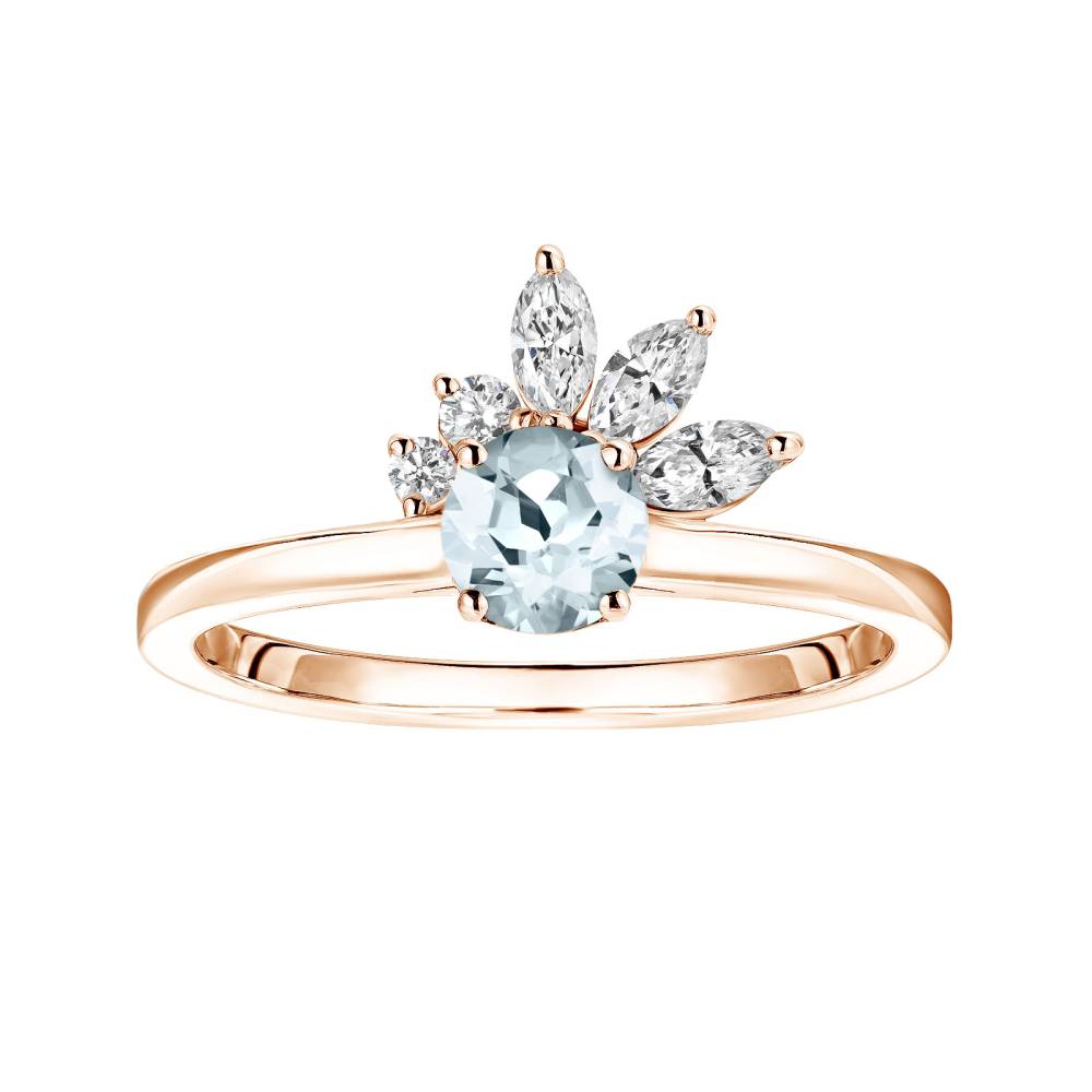 Bague Or rose Aigue-marine et diamants Little EverBloom 2