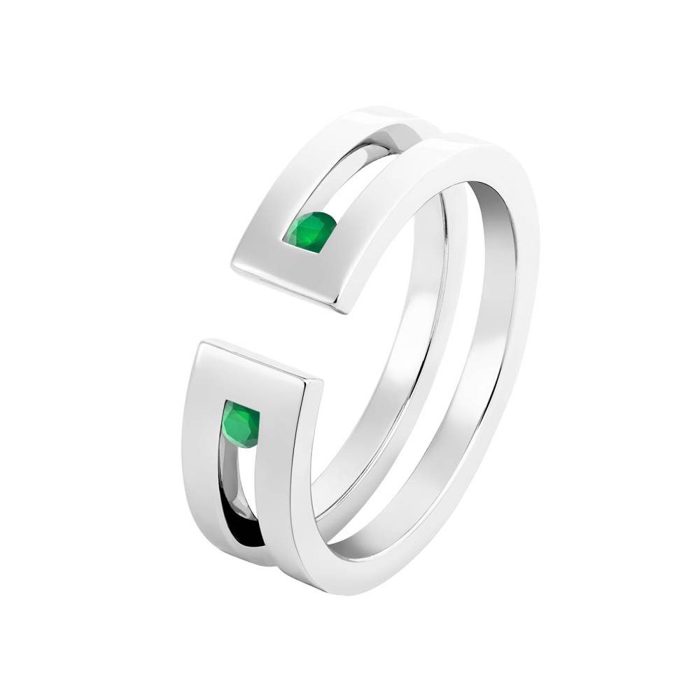 Ring White gold Emerald Thésée Duo 2