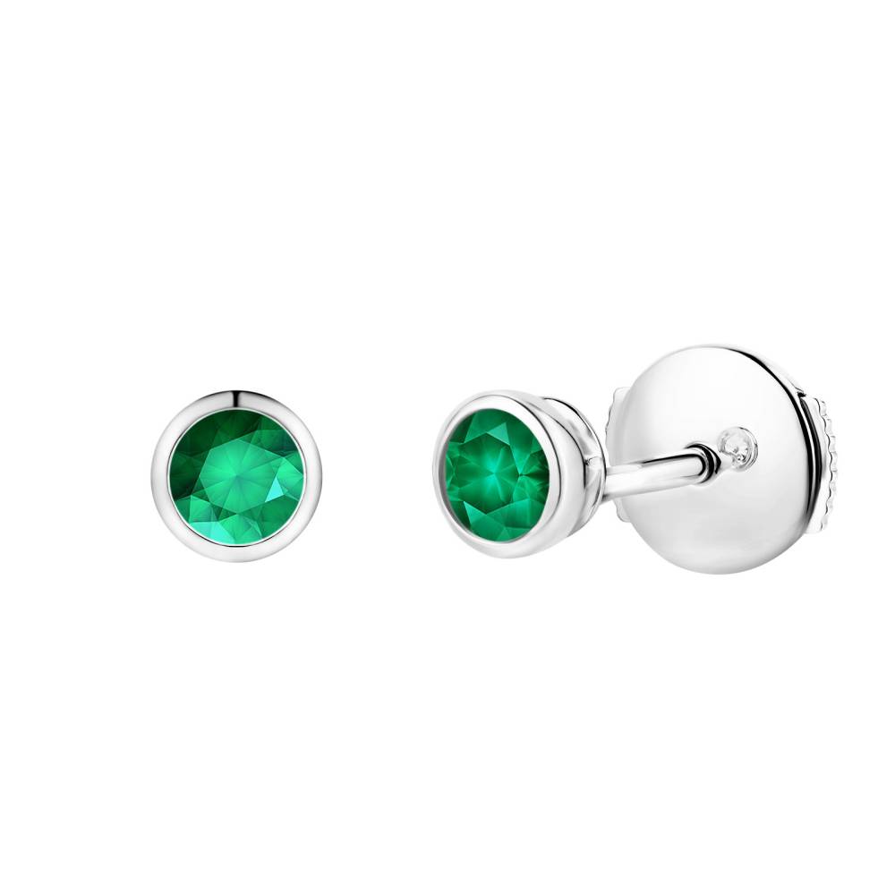 Earrings White gold Emerald Gemmyorama Solo 2