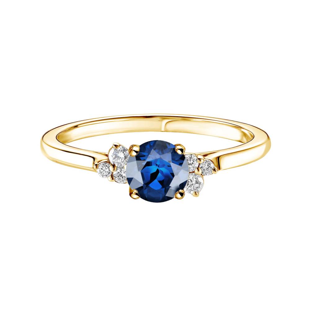 Ring Yellow gold Sapphire and diamonds Baby EverBloom 5 mm 2