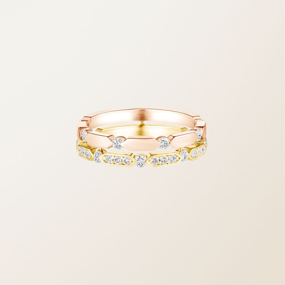 Ring Rose and yellow gold Diamond MET Duo M 2