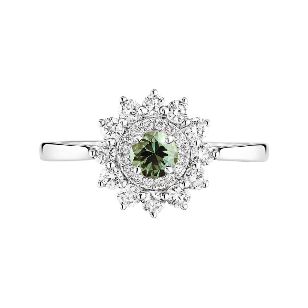 Bague Or blanc Saphir Vert Lefkos 4 mm 2