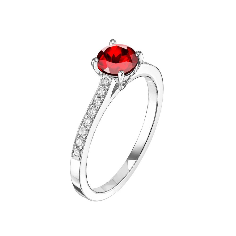 Ring White gold Garnet and diamonds Lady Pavée 2