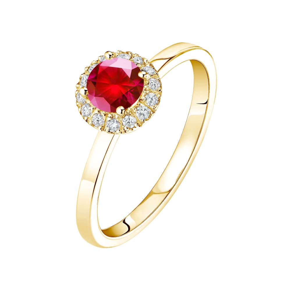 Bague Or jaune Rubis et diamants Rétromantique M 2