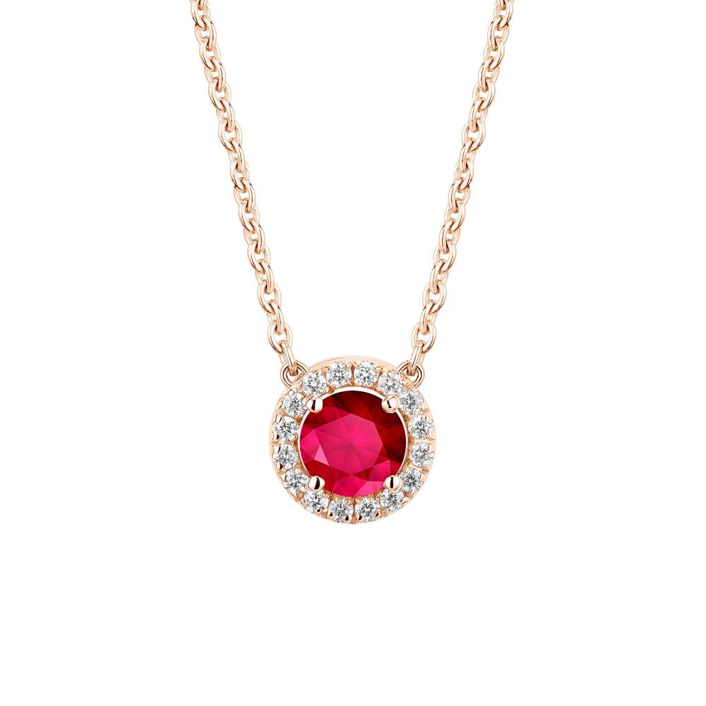 Pendentif Or rose Rubis et diamants Rétromantique S 2