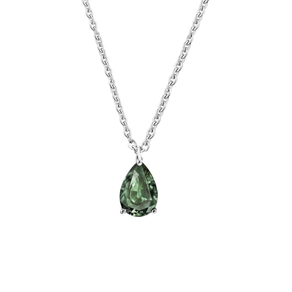 Pendentif Or blanc Saphir Vert et diamants Lady Poire S 2