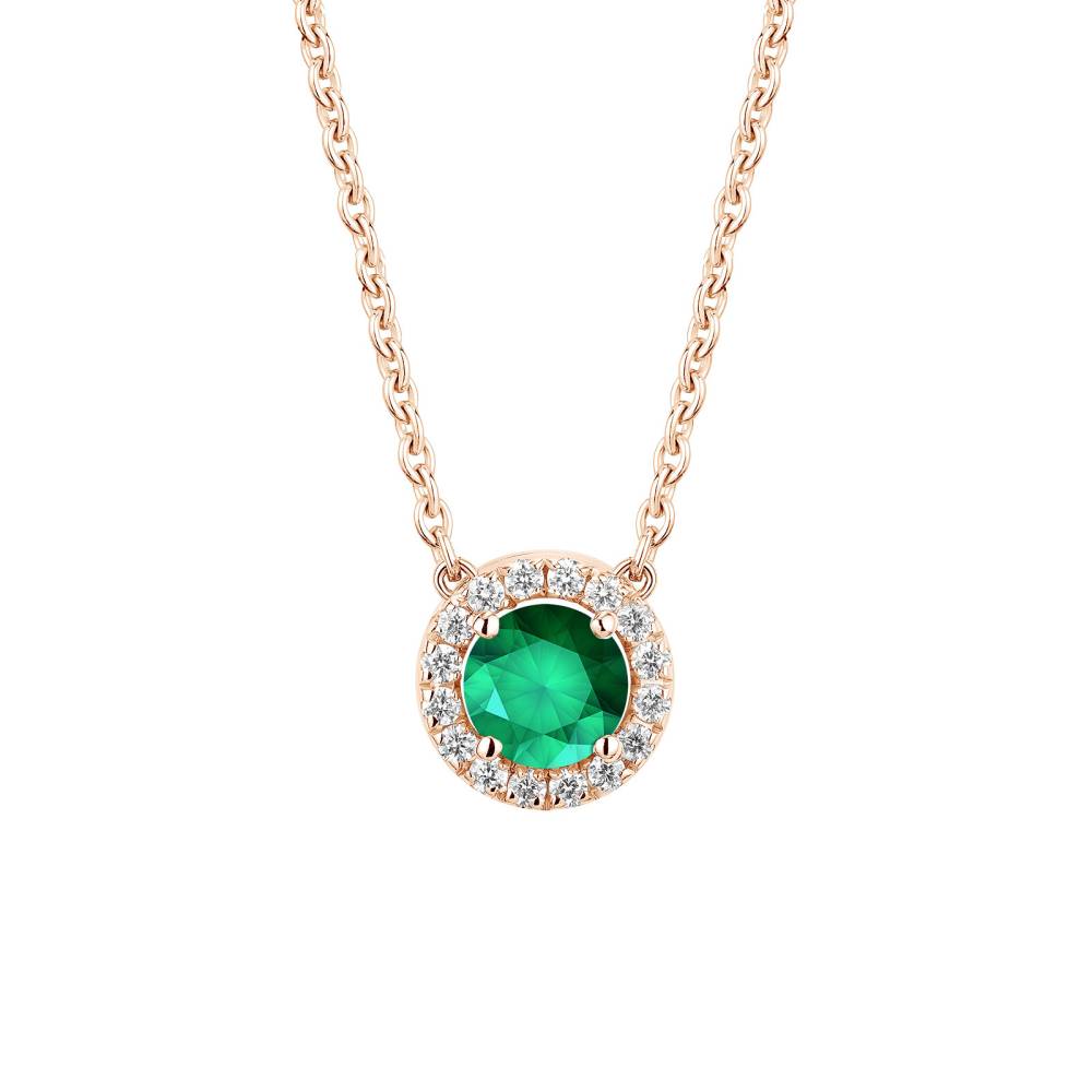 Pendant Rose gold Emerald and diamonds Rétromantique S 2