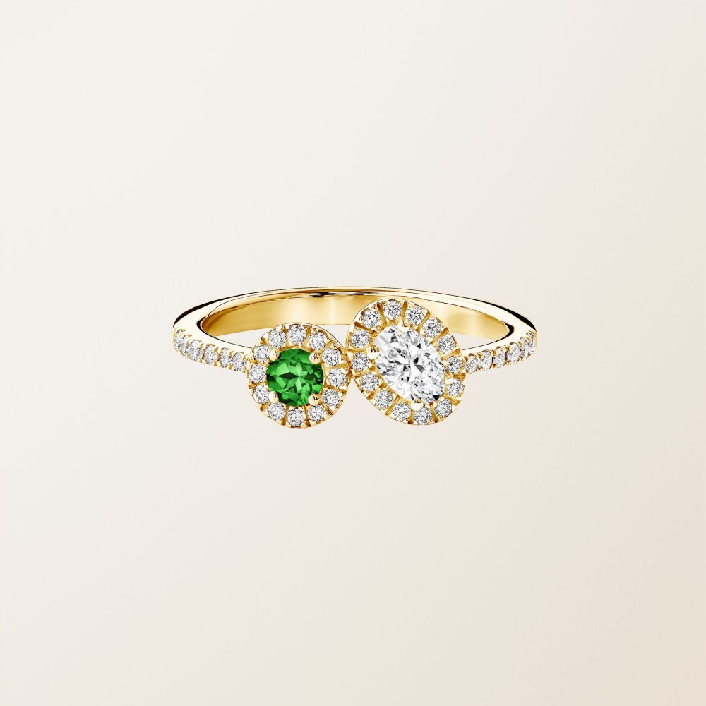 Ring Yellow gold Tsavorite and diamonds AlterEgo Ovale 2