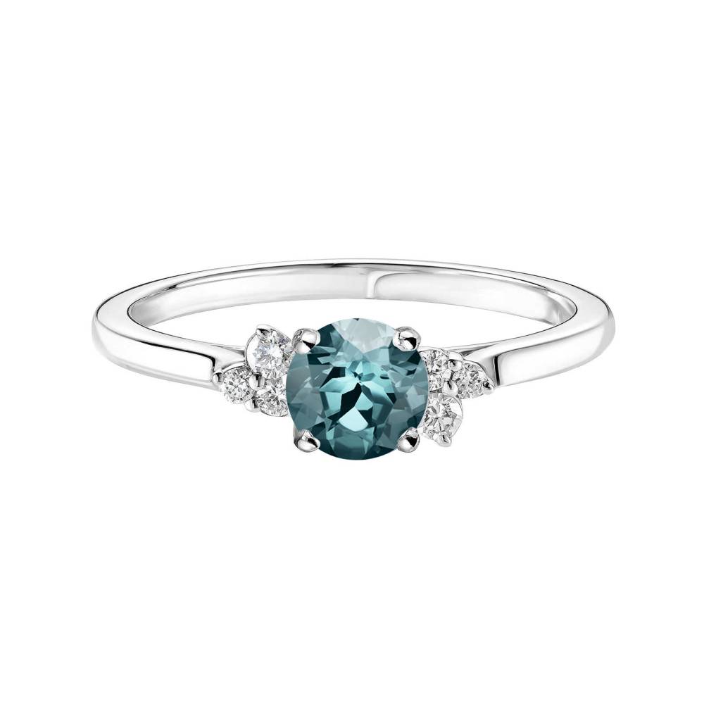 Ring Weißgold Saphir Blau Grau und diamanten Baby EverBloom 5 mm 2