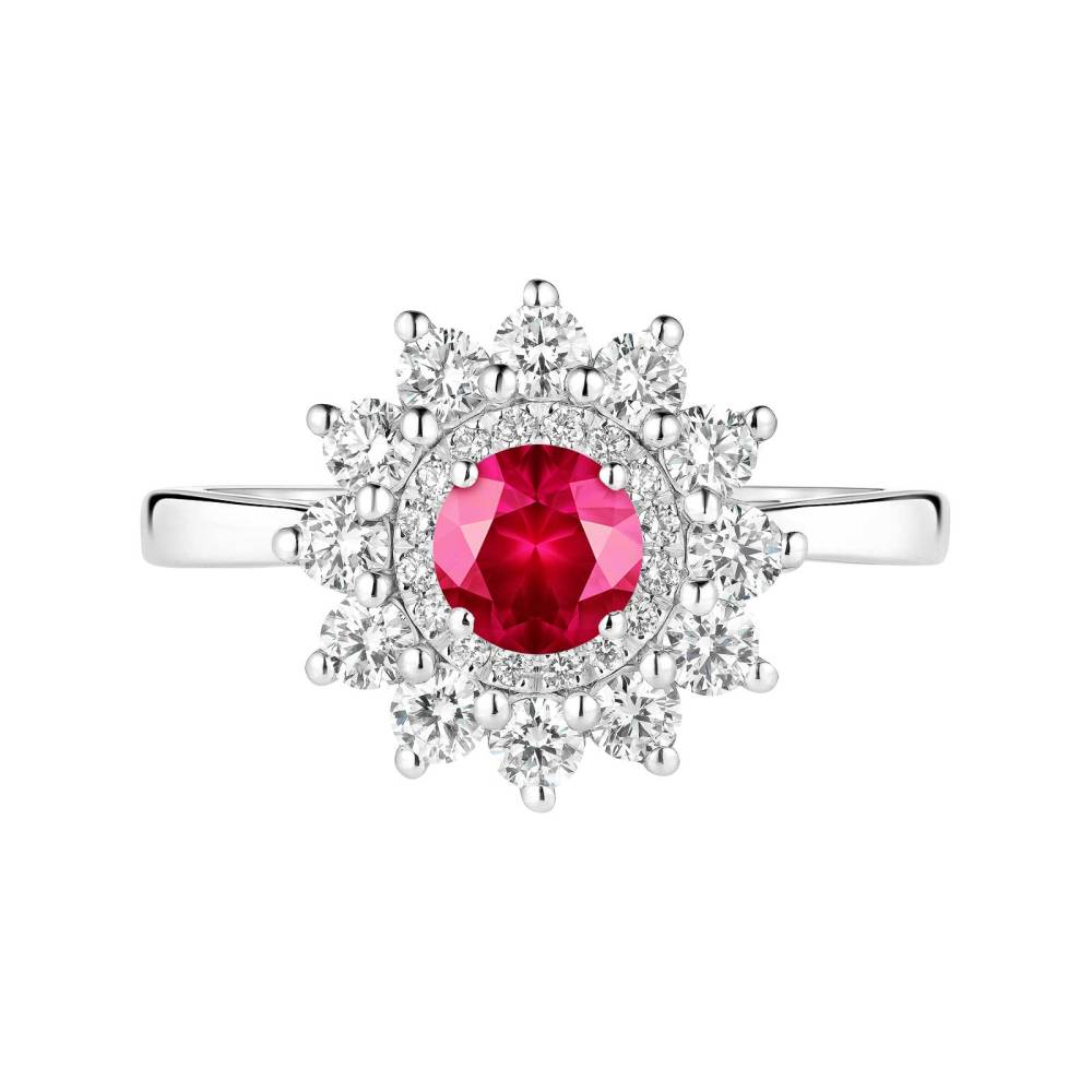 Ring White gold Ruby and diamonds Lefkos 5 mm 2