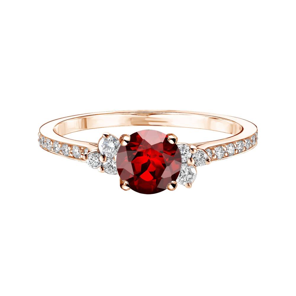 Ring Roségold Granat und diamanten Baby EverBloom 5 mm Pavée 2