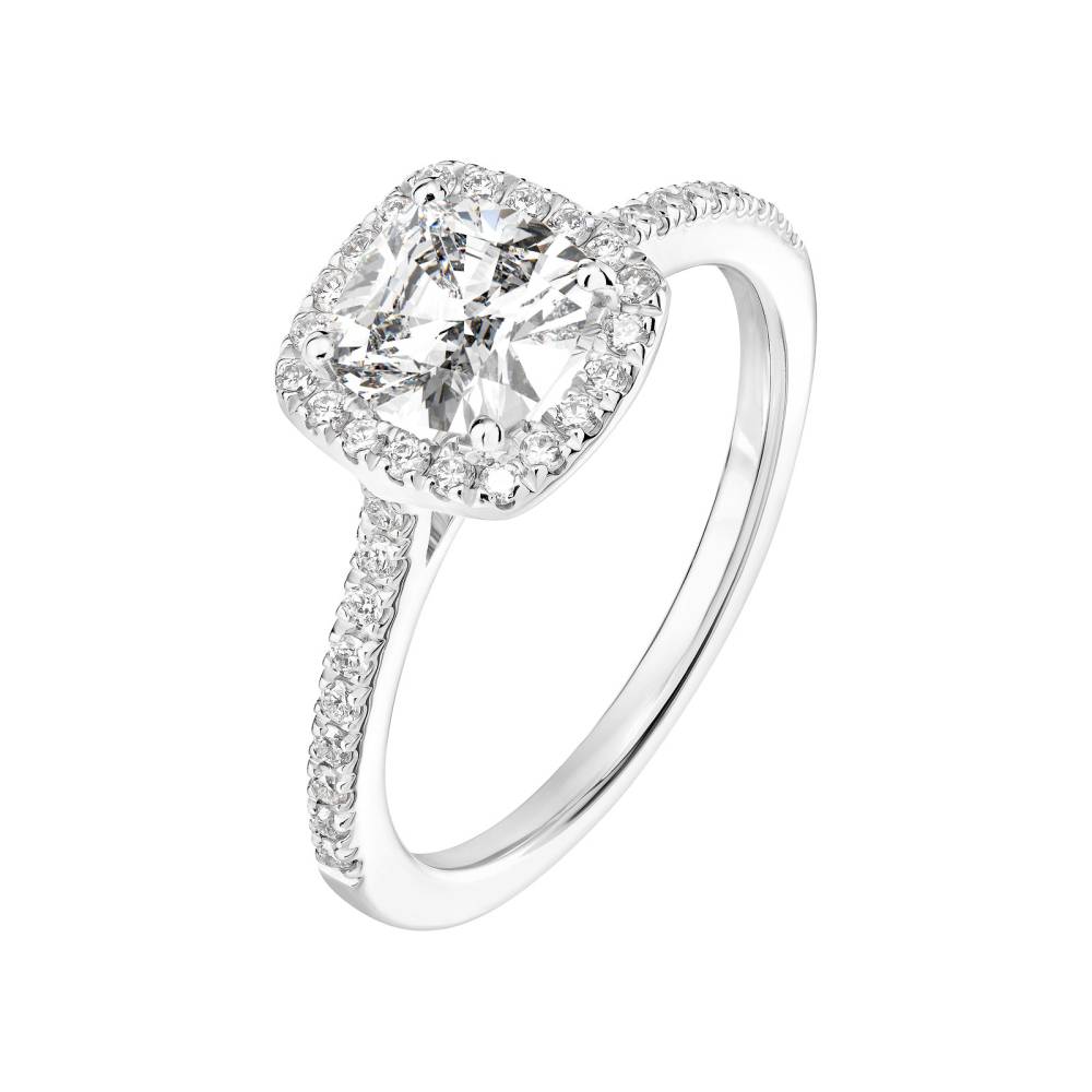 Ring Platinum Diamond Rétromantique Coussin Pavée 2