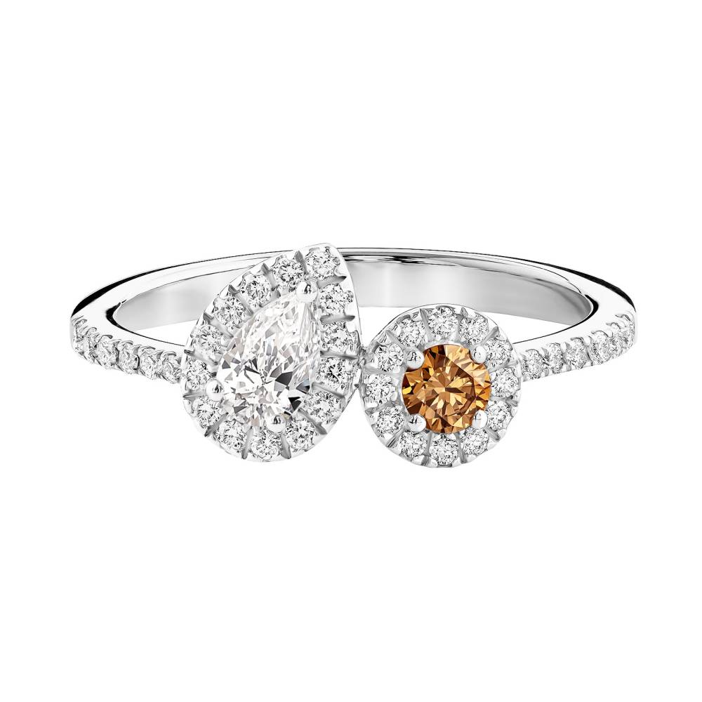 Ring White gold Cognac Diamond and diamonds AlterEgo Poire 2