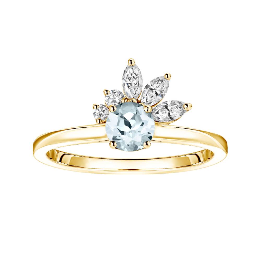 Ring Gelbgold Aquamarin und diamanten Little EverBloom 2