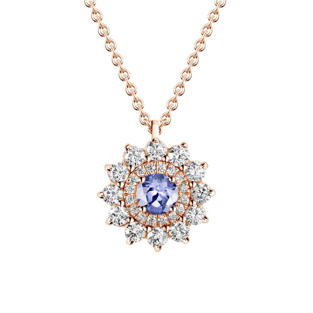 Pendentif Or rose Tanzanite et diamants Lefkos 2