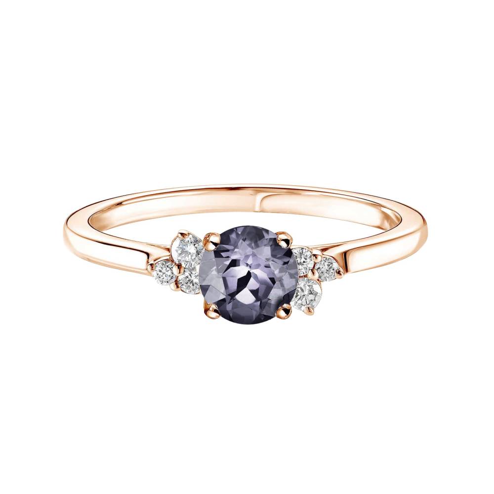 Ring Rose gold Grey Spinel and diamonds Baby EverBloom 5 mm 2