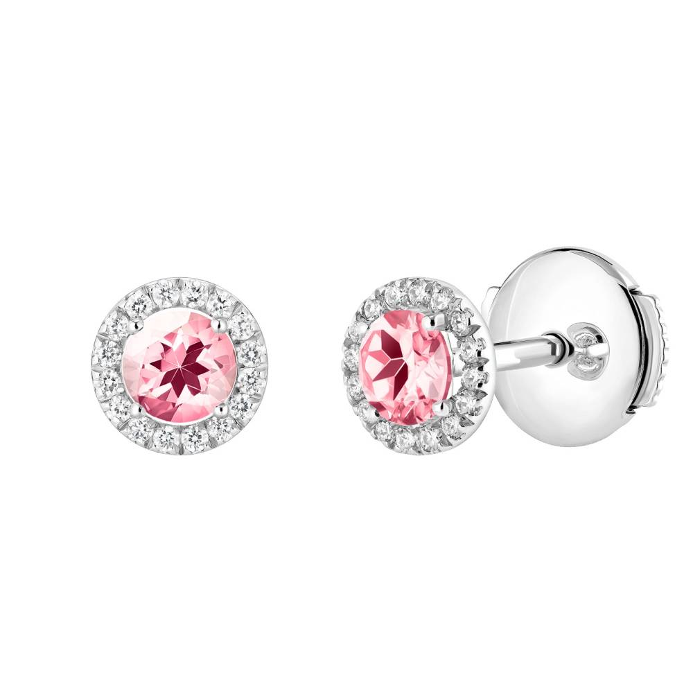 Boucles d'oreilles Or blanc Tourmaline et diamants Rétromantique S 2