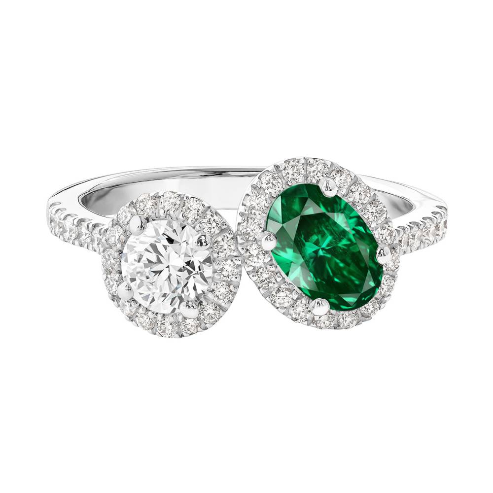 Ring White gold Emerald and diamonds AlterEgo Ovale L 2