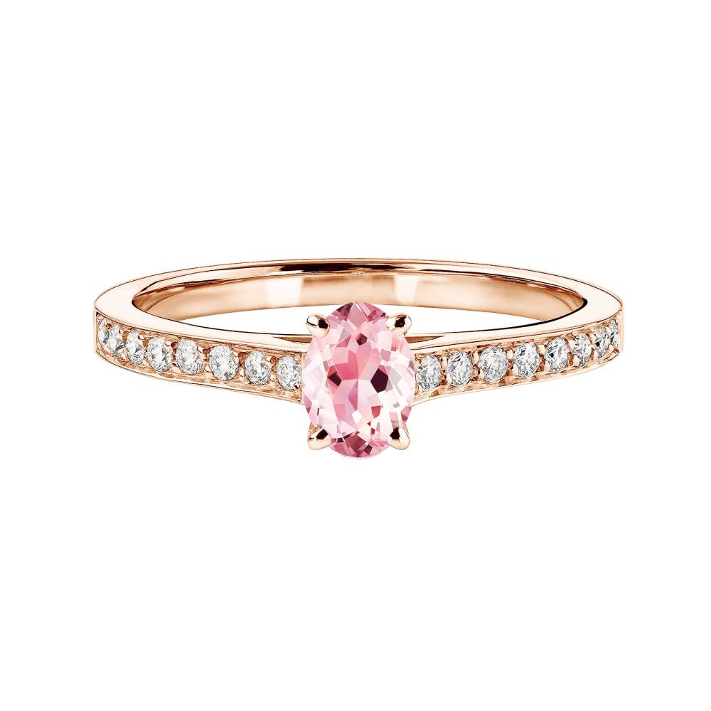 Ring Rose gold Tourmaline and diamonds Lady Ovale Pavée 2