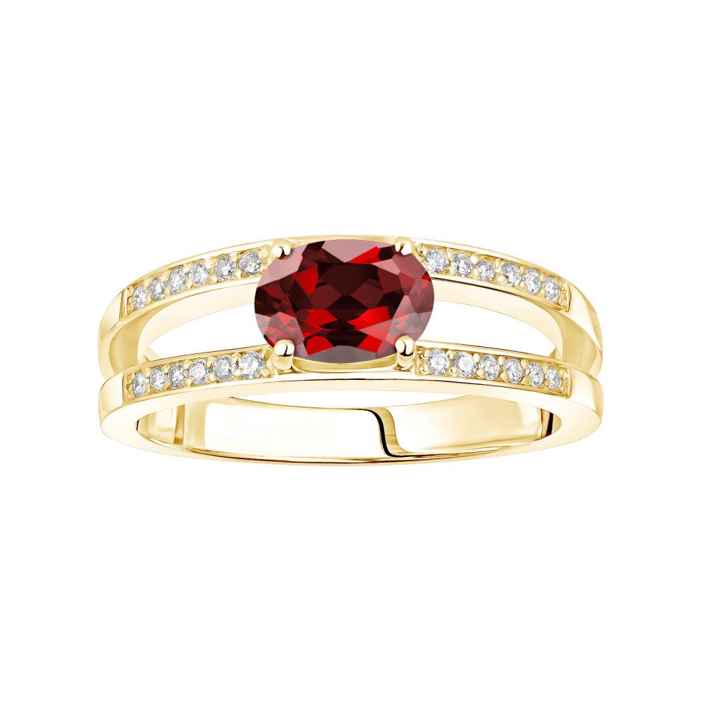 Ring Yellow gold Garnet and diamonds Cassandra 2