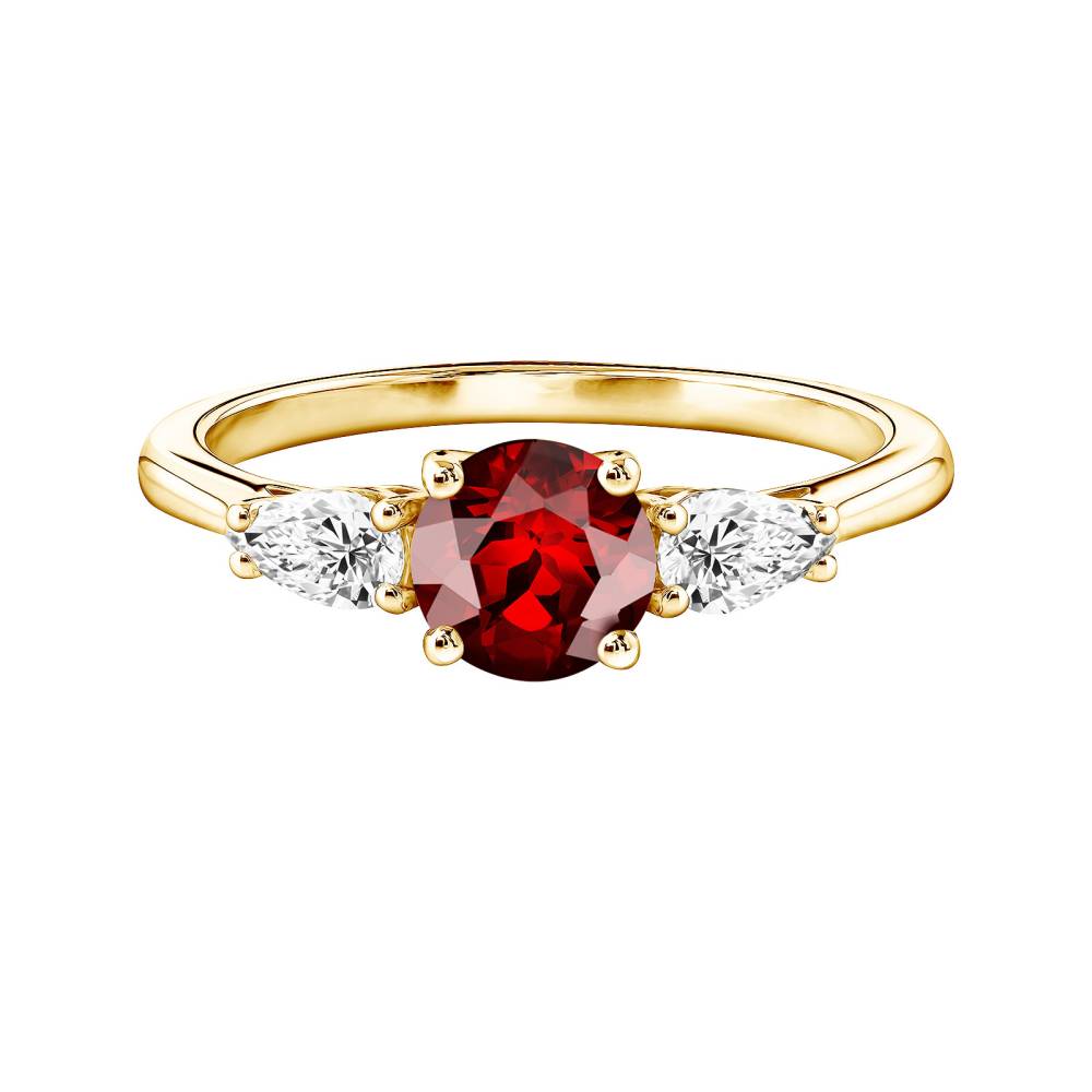 Ring Yellow gold Garnet and diamonds Lady Duo de Poires 2