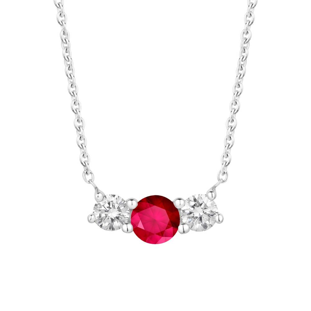 Pendentif Or blanc Rubis Lady Duo 2