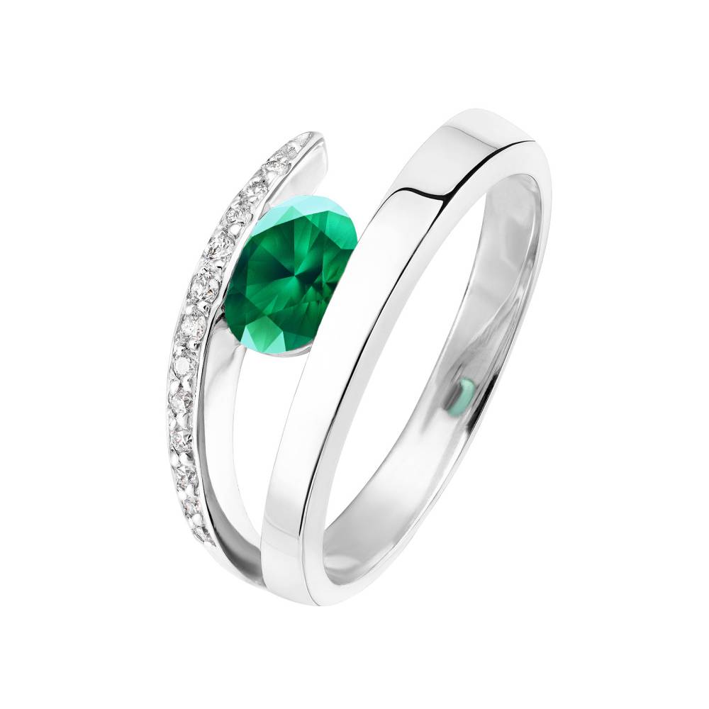 Ring White gold Emerald and diamonds Ananta 2