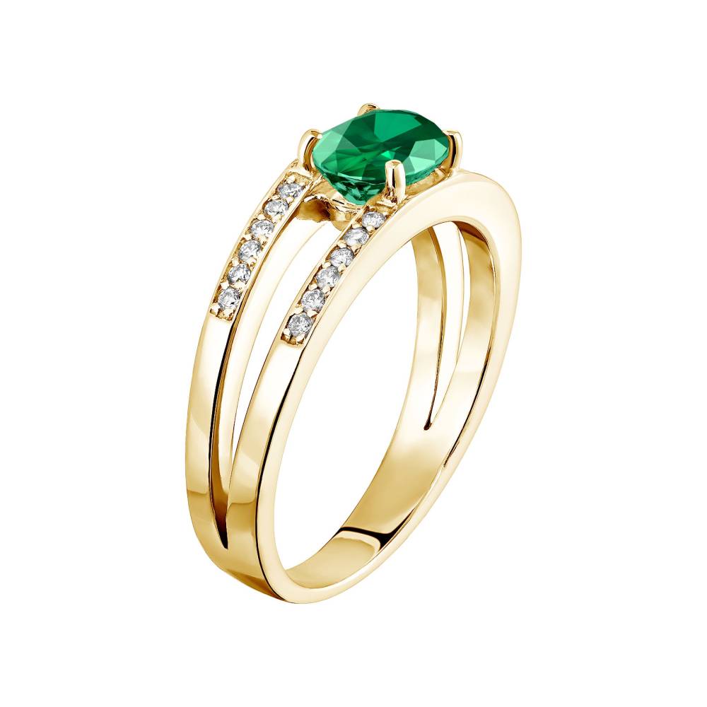 Ring Yellow gold Emerald and diamonds Cassandra 3