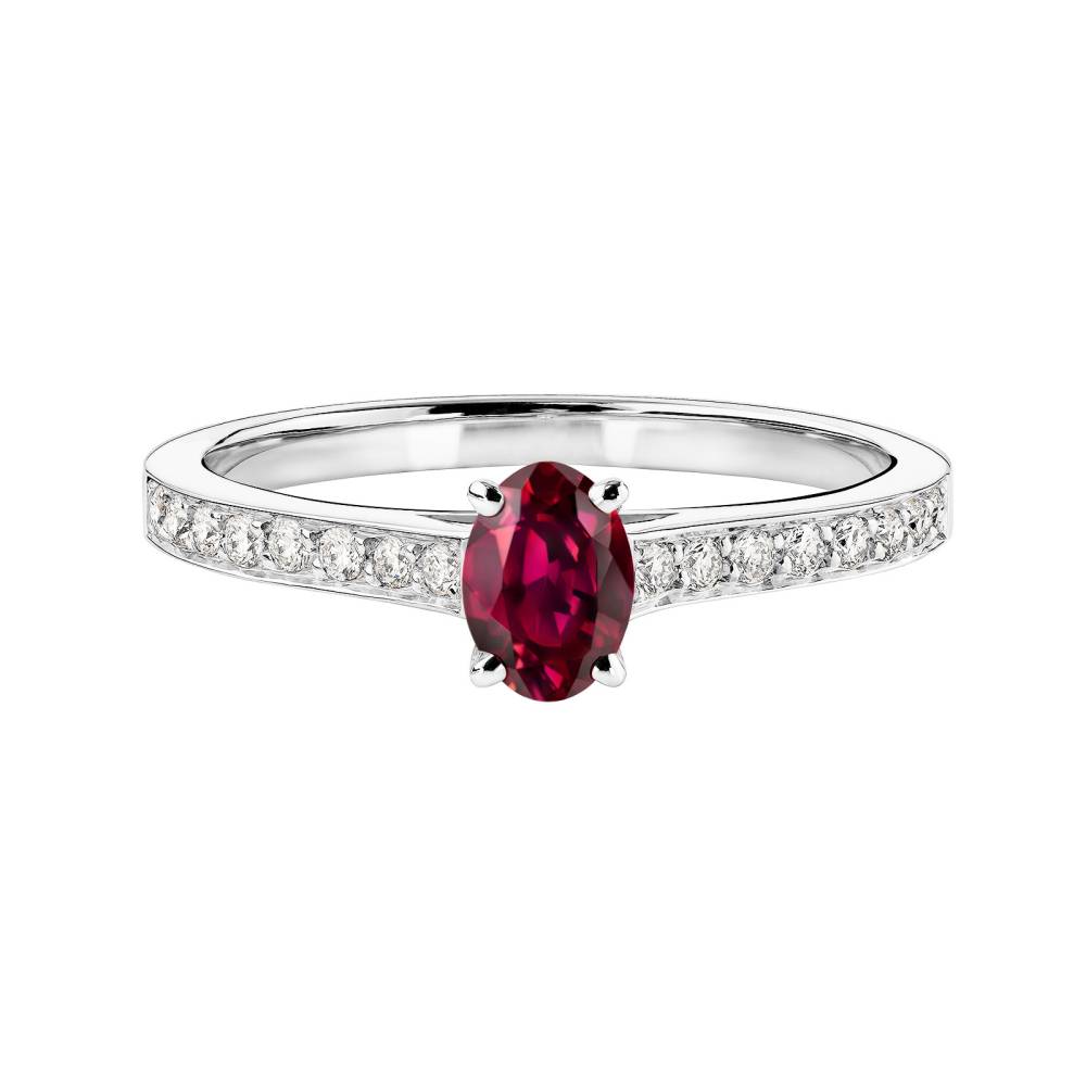 Bague Or blanc Rubis et diamants Lady Ovale Pavée 2