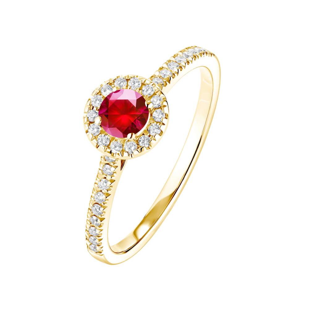 Bague Or jaune Rubis et diamants Rétromantique S Pavée 2