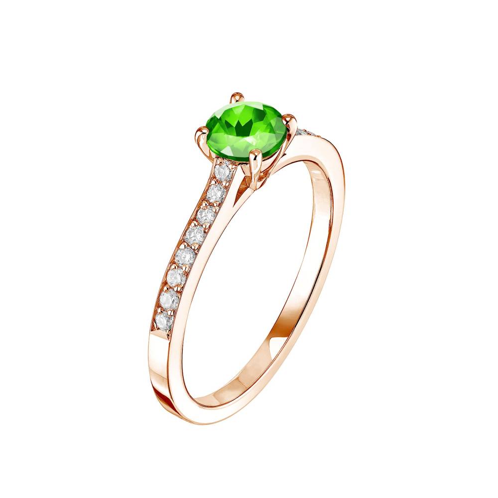 Ring Rose gold Tsavorite and diamonds Little Lady Pavée 2