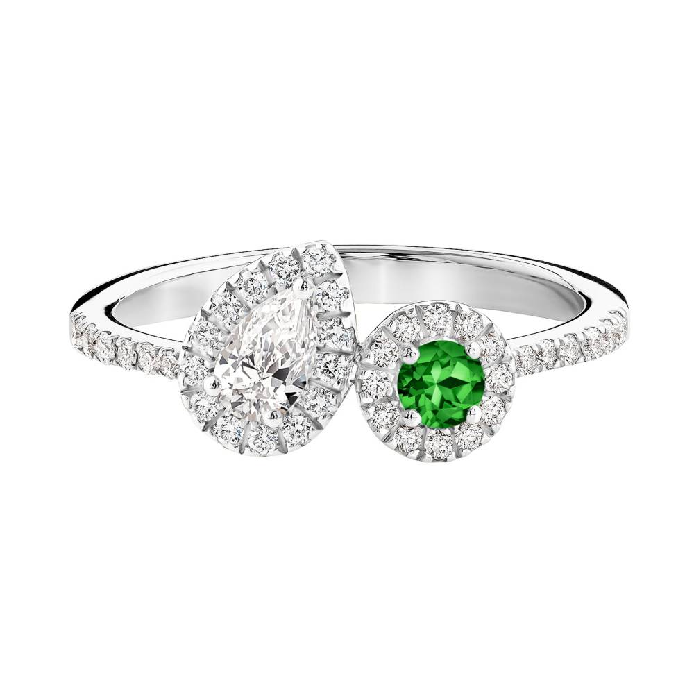 Bague Or blanc Tsavorite et diamants AlterEgo Poire 2