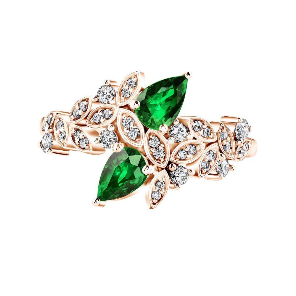 Bague Or rose Tsavorite et diamants EverBloom Toi & Moi 2