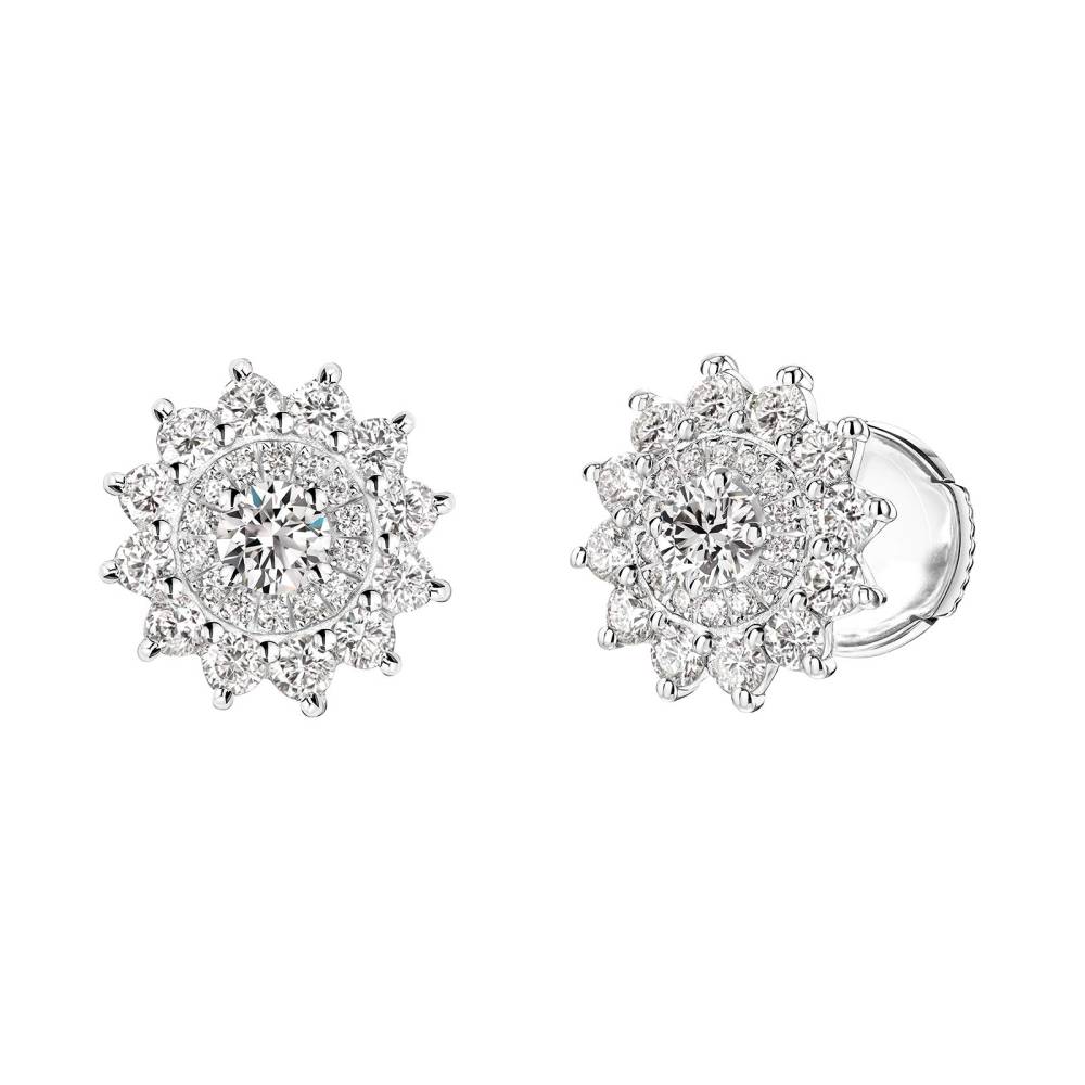 Boucles d'oreilles Or blanc Diamant Lefkos 2