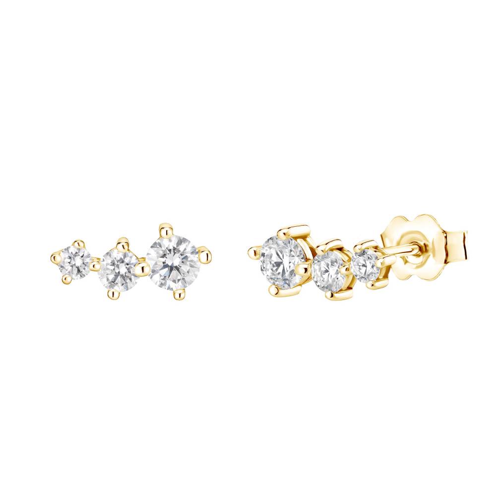 Boucles d'oreilles Or jaune Diamant Lady Trio 2