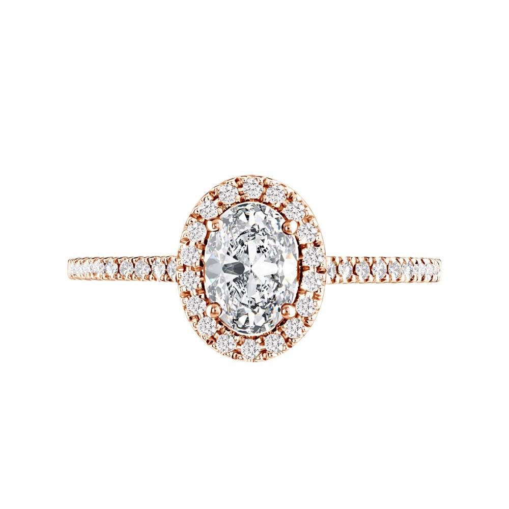 Ring Rose gold Diamond Rétromantique Ovale Pavée 2