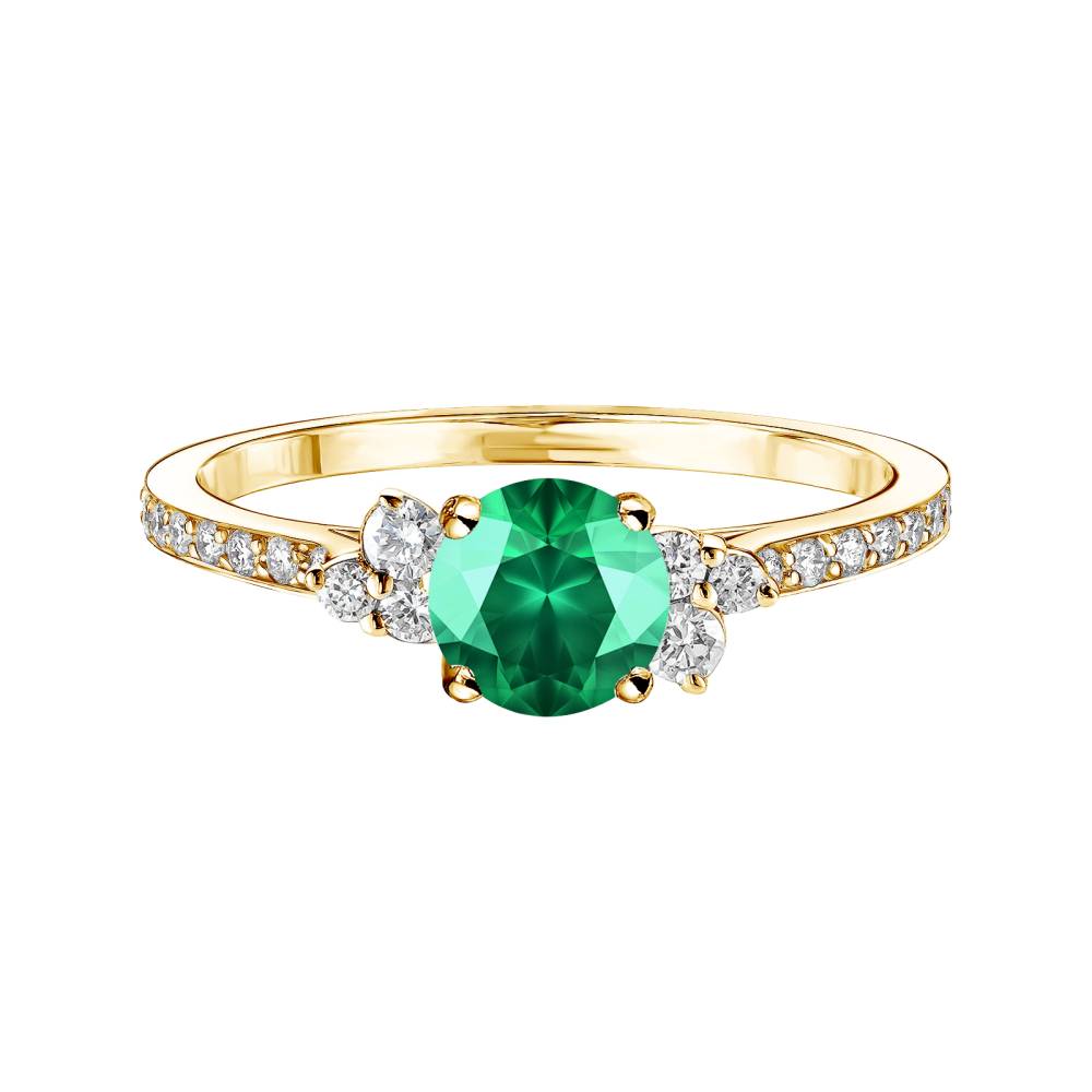 Ring Yellow gold Emerald and diamonds Baby EverBloom 5 mm Pavée 2