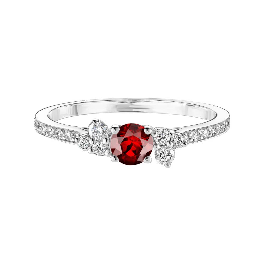 Ring Weißgold Granat und diamanten Baby EverBloom Pavée 2