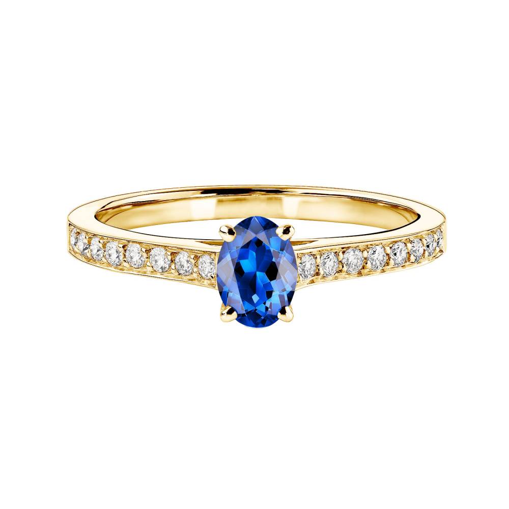 Ring Yellow gold Sapphire and diamonds Lady Ovale Pavée 2